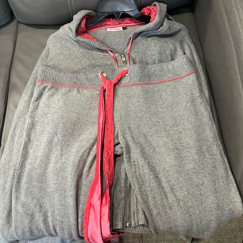 Beach Bunny Gray and Pink Hoodie and Pants  lounge set